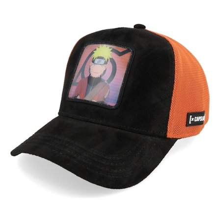 Capslab - Naruto Uzumaki Orange/Black A-frame Trucker Trucker Black Cap - @ Hatstore