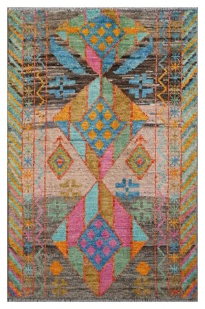 90X141 Tappeto Moroccan Berber - Afghanistan Moderno Marrone/Nero (Lana, Afghanistan) Carpetvista