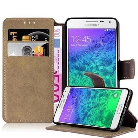 Cadorabo Retro Look Fodral Cover för > Samsung Galaxy ALPHA < (G850F) Used Look Fodral Fodral Bumper Wallet (med stativ