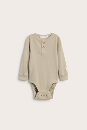 Kappahl | Ribbad långärmad babybody | Beige