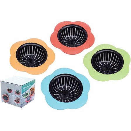 Diskbänksil 4-pack, Hällsil, Avloppsfilter Stor Bred Kant 11,4 cm Diameter (11,4 cm Diameter, 4 Färger)