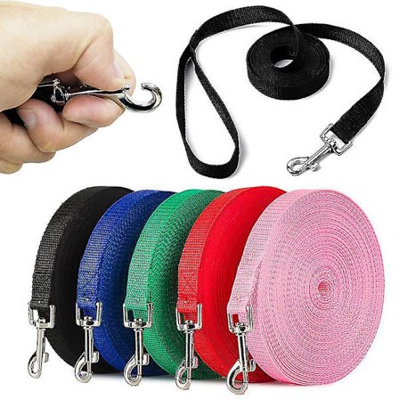 Sterk og holdbar nylon hundekobbel, hundetreningskobbel, trekktau, 2 cm bred, for små og mellomstore hunder, 20 m 65 fot, rosa