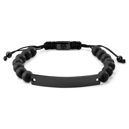 Armband med Justerbar Längd med Onyx och Svart Bricka i Rostfritt Stål för män - Stålarmband