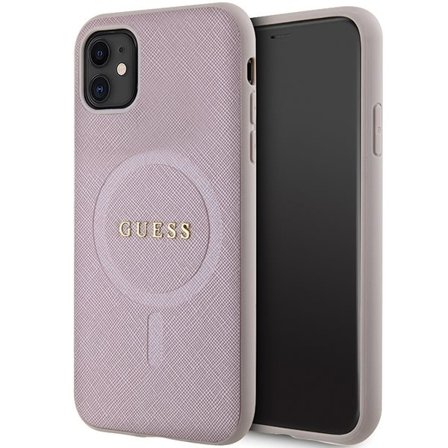Guess GUHMN61PSAHMCP-fodral för iPhone 11 / Xr - rosa Saffiano MagSafe