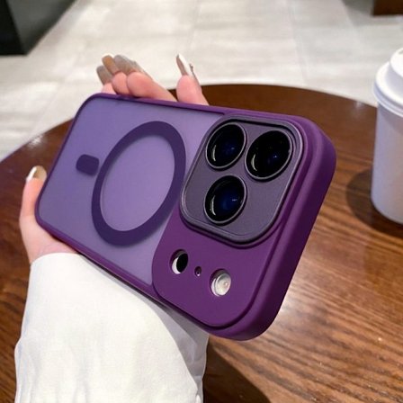 iPhone 17 Pro Skal Mörk Lila Magnetisk Akryl Lins Skärmskydd Hud-Känsla