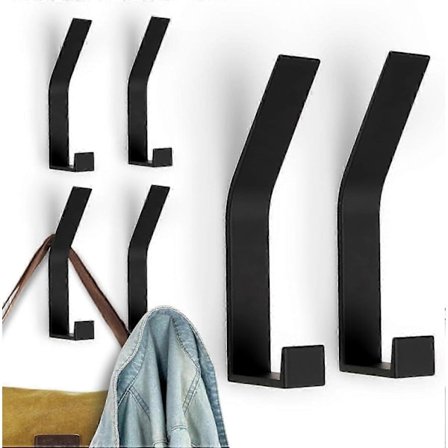 Väggkrokar, 6-pack, Moderna Klädkrokar, Svart, Krokar för Skruvning Klädhängare med Osynliga Skruvar för Jackor, Rockar, Kläder, Halsdukar [DB]