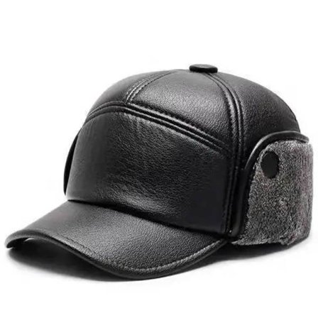 Vinter Varm Cap Män Svart Läder Päls Baseball Cap Hattar för Män Snapback Kvinnor Casquette Ben Pappa Kepsar Gorras Öronklappar Tjocka