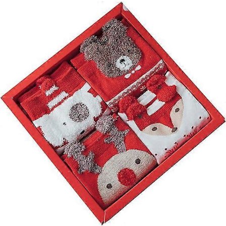 Julestrømper Gaveæske til kvinder, 4 par søde bomuldsstrømper til damer Julegaver til kvinder for at holde varmen om vinteren Julegaver