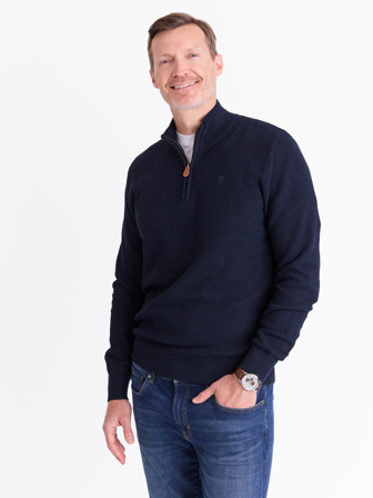 MATCH - Maddison zip genser - Redford - Str. L - Herre - Gensere & Cardigans - Blå - 100% bomull