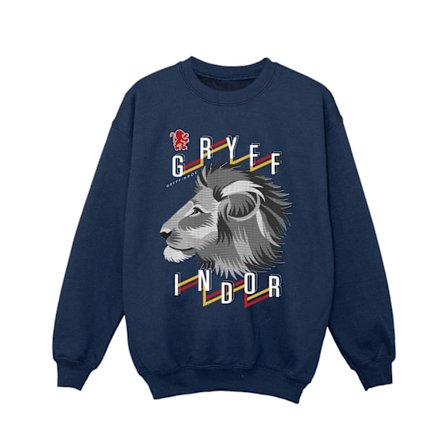 Harry Potter Tjejer Gryffindor Lejon Ikon Sweatshirt 7-8 År Marinblå