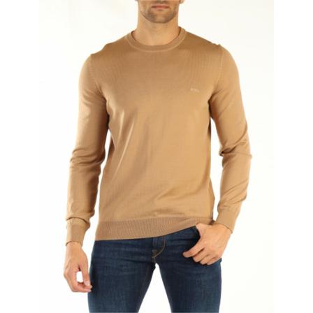 Hugo Boss Round-neck Stickat beige, Herr Stickade tröjor, Herr, Storlek: S