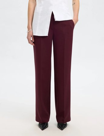 Selected Slfrita Mw Wide Pant Mel Noos - Burgundy - 36 x 32
