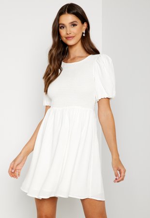 Bubbleroom Occasion Deana Smock Dress White Klær