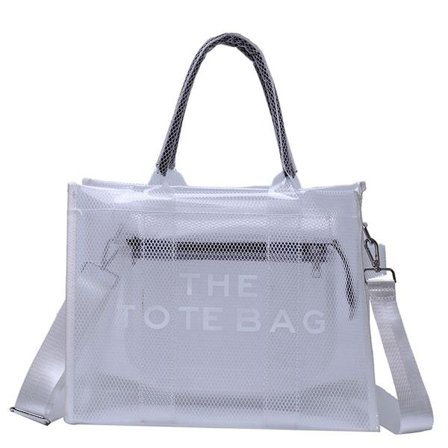 Gennemsigtige Tote Bags til kvinder, Gennemsigtig Crossbody Taske Hvid KLB