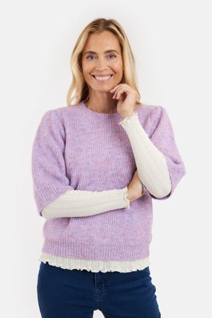 JENSEN - Kortærmet Strik - Lilla