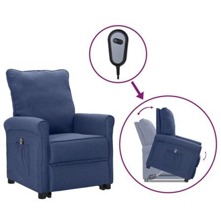 Vidaxl Reclinerfåtölj Med Uppresningshjälp Blå Tyg Blå