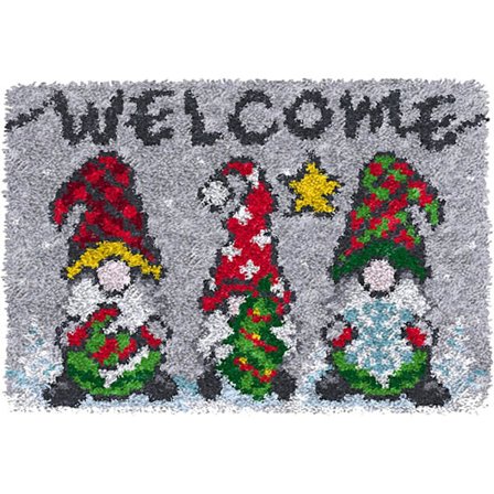 SKTWOE Lås Krok Matta Kit för Vuxna Jul Matta Gör Kit Tryckt Canvas Tapestry Kit Broderi Kit DIY Virkgarn Kit för Nybörjare