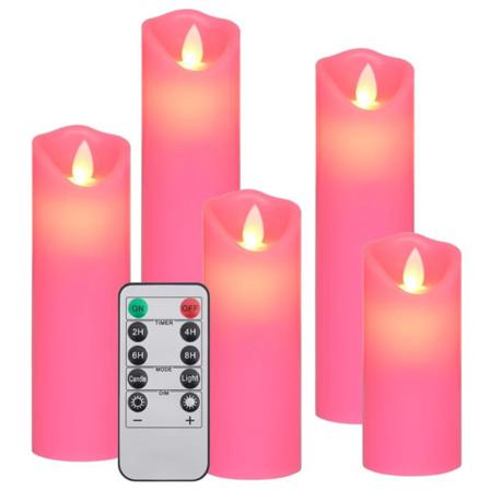 Vidaxl Elektriska Led-ljus Med Timer Och Fjärrkontroll 5 St Varm Rosa