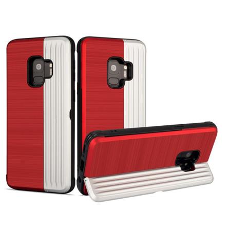 Elegant deksel med kortspor for Samsung Galaxy S9 Röd