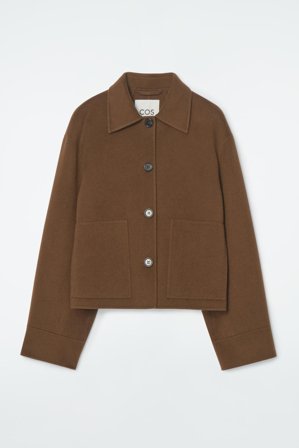 COS Women's Boxy Double Faced Wool Short Jacket in Brown