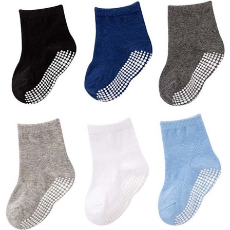 ING 6 par - Baby anti-skli sokker - Størrelse S (0-1 år) - Baby anti-skli sokker