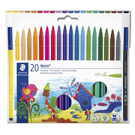 Staedtler Noris Fibre-Tip Pen 1mm Line Assorted Colours (Pack 20) - 326 C20
