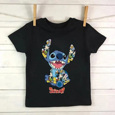 Barn T-shirt i bomull Barn Disney Lilo Stitch Tecknad T-shirt Stitch Söt Manga T-shirt Y2k Grafisk T-shirt Tjej Pojke Topp T-shirts