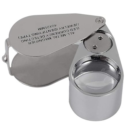 40x Full Metal Illuminated Jewellery Magnifier, Folding Scientific Document Magnifying Glass Jewellers Lens Eye Loupe With Led And Uv Light