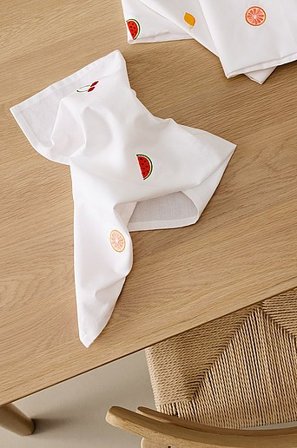 Jotex - Geborduurd Servet 4 Stuks Wit/multi Wit/multi - CILIA - Koop Servetten bij Jotex