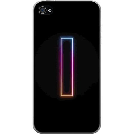 Kompatibelt Mobildeksel til Apple Apple iPhone 4s Minimalistisk neonbokstav I i regnbuefarger mot mørk bakgrunn