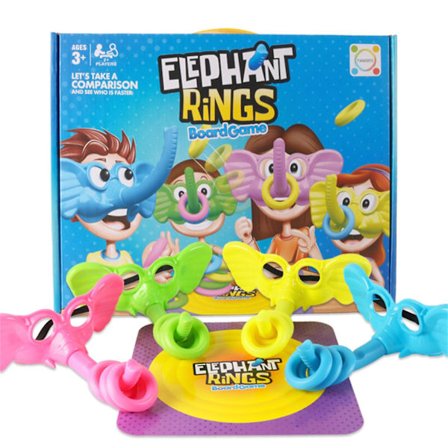 Elefant Ringkast Brætspil - Læringslegetøj til Bordspil med Elefantmaske og Ringkast