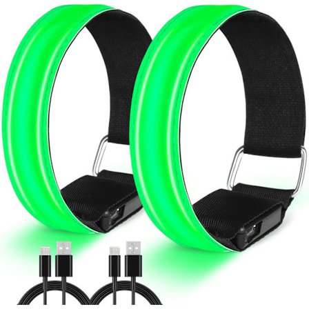 LED Armband Uppladdningsbart, Hög Synlighet Blinkande Reflex Löparlampor för Löpare, 2-pack Lysande Armband Led Löpning