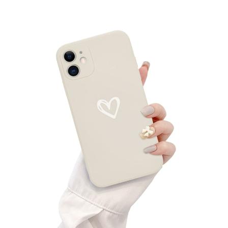 CDQ Kompatibel med iPhone 12 cover, enkel sød kærlighed-hjerte-hvid