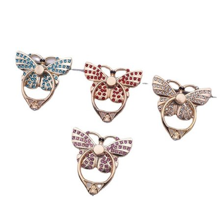 Mobiltelefon ring stativ (4 färger), 4 st fjäril telefon ring hållare med strass glitter fjäril finger kickstand metall