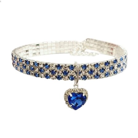 Halskjede for kjæledyr med diamanter, justerbart elastisk hjerteanheng med krystalldiamanter, bryllupshalskjede for katt, hund, lite kjæledyr, smykke 