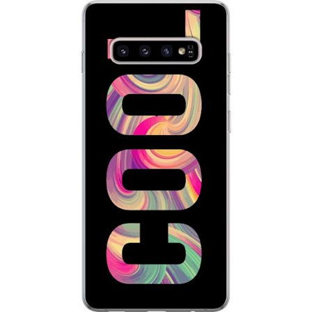Yhteensopiva Puhelinkuori Samsung Samsung Galaxy S10+ Nykytaiteellinen typografia taiteilu sanaa LOVE nestemäisissä sateenkaariväreissä mustaa tau