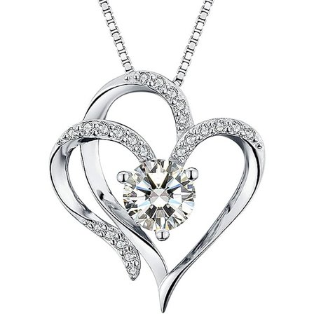 Halsband med hjärta, guldpläterat kubisk zirkonia-hänge, halsband för kvinnor