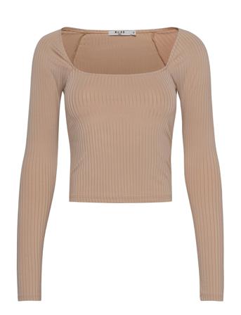 Round Neck Rib Top Beige NA-KD