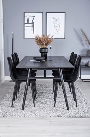 Venture Home - Spisegruppe Saltö inkl. 6 stk spisestoler Penally - Svart - Spisegruppe 6 personer - Fra Homeroom