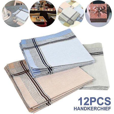 12 stk. Herre lommetørkle Herre lommetørkle stoff 100% bomull størrelse 38*38 cm