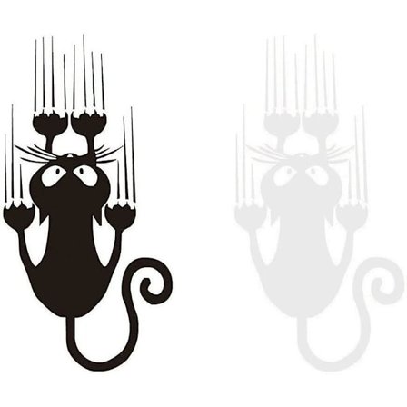 WABJTAM Roliga söta svartvita kattformade bilstickers som faller med kattens repor - Set med 2 klistermärken (katt)
