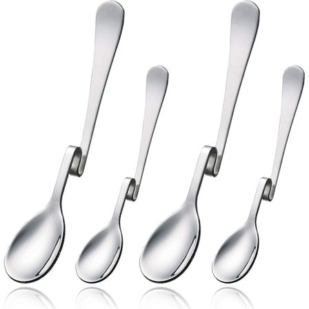 Marmalade Spoon, Stainless Steel Latte Macchiato Spoon Hanging Spoon Set 4 Pieces for Coffee, Tea, Cake