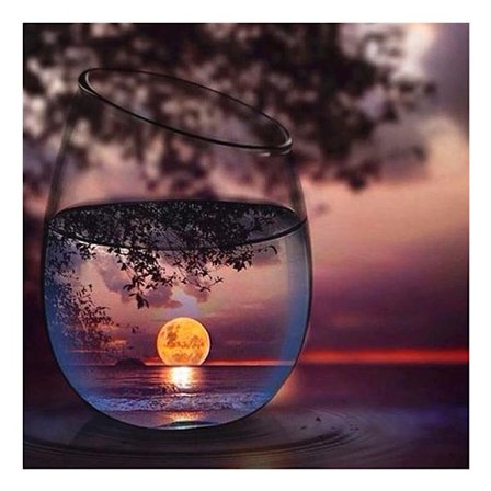 5D timanttimaalaus maisema lasi DIY täysi timantti auringonnousu puu