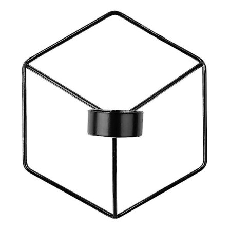 Nordisk stil 3D geometrisk lysestake i metall, vegglysestake, hjeminnredning, ornament (FMY) svart