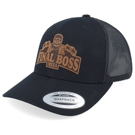 Iconic - Svart trucker Caps - Ibiza Final Boss Engraved Black Trucker @ Hatstore