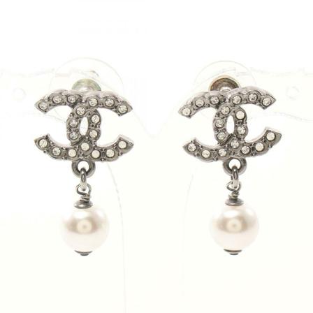 Chanel Vintage, Pre-owned Earring Grijs, Dames, Maat:ONE Size