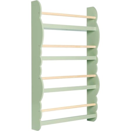 Rootz vægmonteret børnebogreol - børnebogreol - sikker, stilfuld, nem adgang - giftfri, sikker bar, frontvendte hylder - 98 cm x 60 cm x 14,5 cm