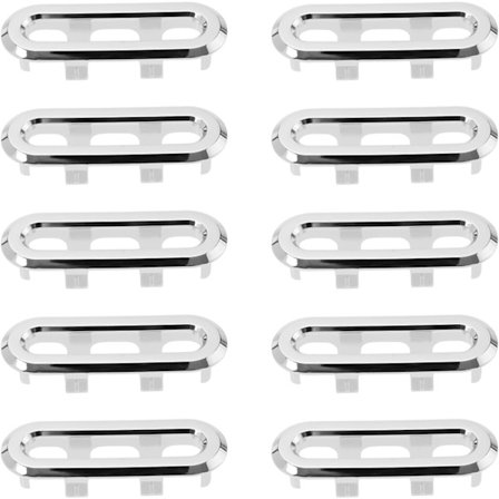 10 stk. Vask Trim Overløbsdæksel 47,5 x 13 mm Oval Vask Overløbsring Køkken Badeværelse Vask Trim Overløbshul Dæksel Sølv