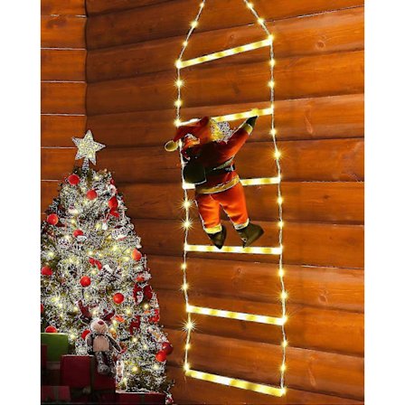 Toodour LED Julelys - Juledekorative stigelys med julenissen, juledekorasjonslys for innendørs og utendørs bruk, vindu, hage, Ho