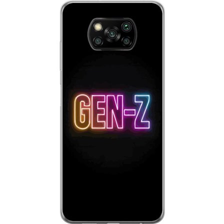 Kompatibelt Mobildeksel til Xiaomi Xiaomi Poco X3 NFC Neontext Gen Z i fargerikt lys mot mørk bakgrunn i moderne digital stil